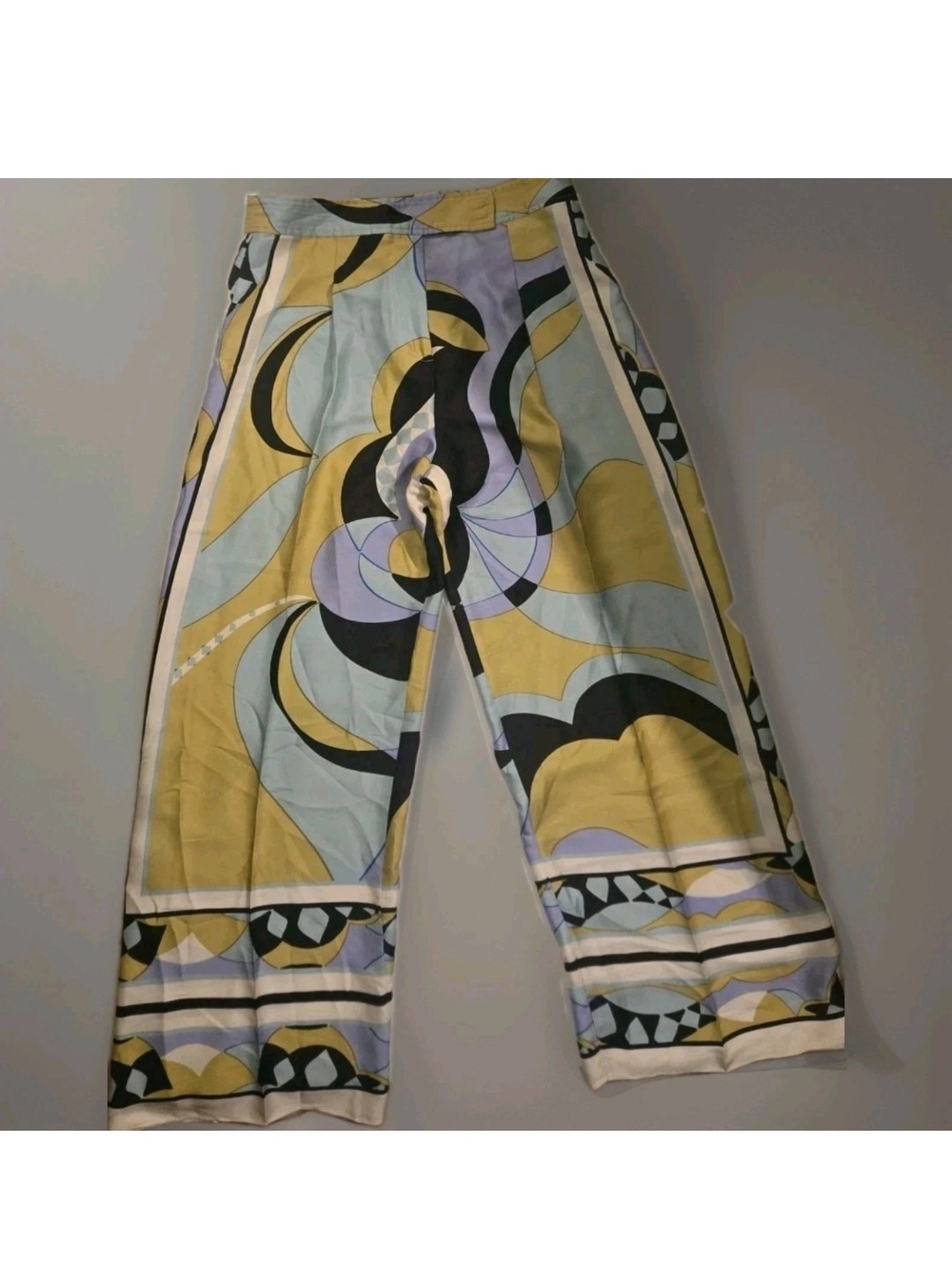 ZARA PRINTED WIDE LEG in Yellow, Light Blue & Black